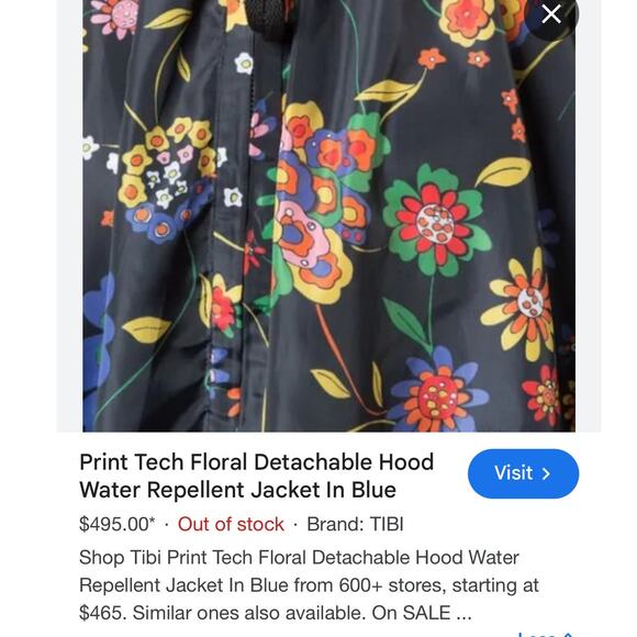 TIBI FLORAL PRINT ANORAK JACKET WITH DETACHABLE HOOD WATER REPELLENT WOMEN SZ L - Picture 2 of 15
